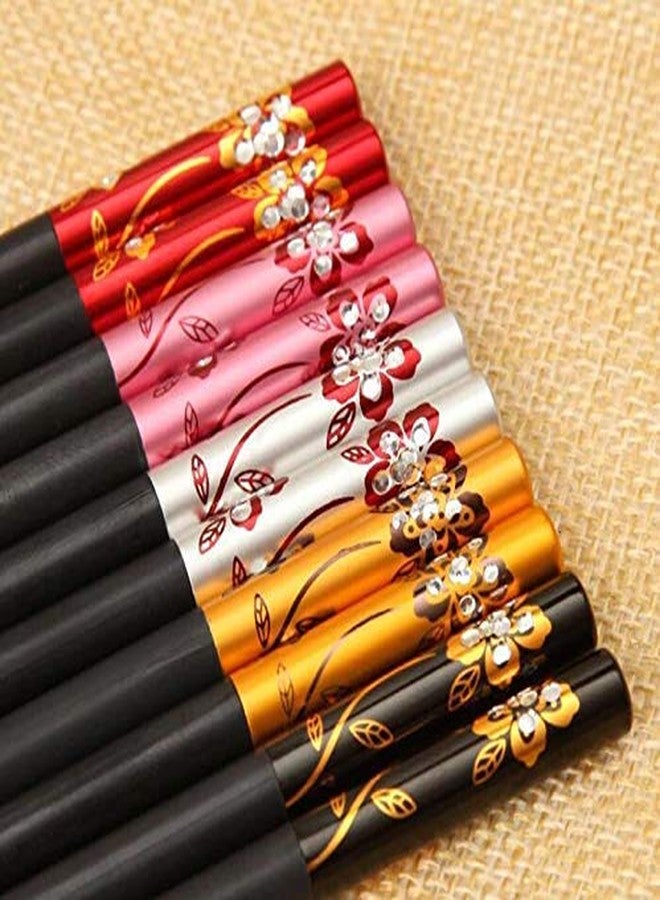 Iktu 5 Pairs Reusable Chopsticks Set - Fiberglass Japanese Chopsticks, Lightweight Easy to Use Chop Sticks with Case for Sushi, Noodles and Other Asian Food (Black Flower) - Image 3